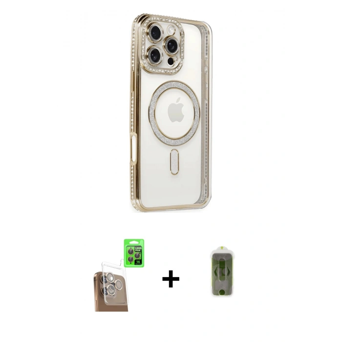 MARSİLYAN™- iPhone 16 Pro Kılıf Zirve Doku Prime - Siyah Joko Magic 5D Hayalet Cam + Raze Metal Kamera Lens - CLTM