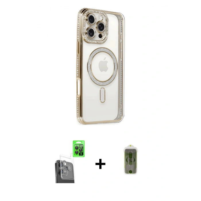 MARSİLYAN™- iPhone 16 Pro Kılıf Zirve Doku Prime - Siyah Joko Magic 5D Hayalet Cam + Raze Metal Kamera Lens - SH