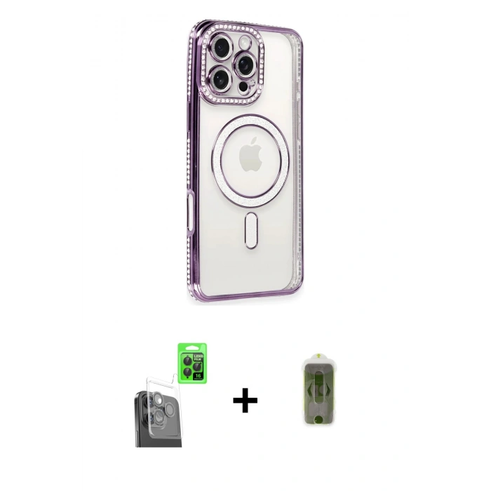 MARSİLYAN™- iPhone 16 Pro Kılıf Zirve Doku Prime - Siyah Joko Magic 5D Hayalet Cam + Raze Metal Kamera Lens - SH