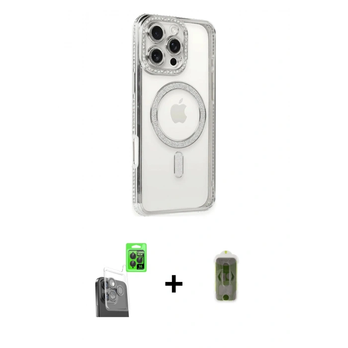 MARSİLYAN™- iPhone 16 Pro Kılıf Zirve Doku Prime - Siyah Joko Magic 5D Hayalet Cam + Raze Metal Kamera Lens - SH
