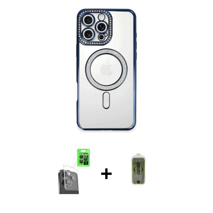 MARSİLYAN™- iPhone 16 Pro Kılıf Zirve Doku Prime - Siyah Joko Magic 5D Hayalet Cam + Raze Metal Kamera Lens - SH