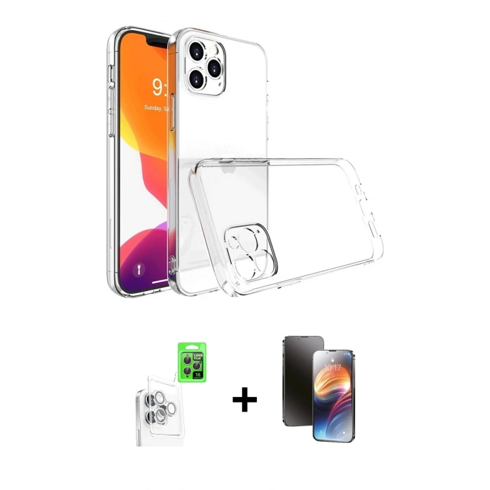 MARSİLYAN™- iPhone 16 Pro Kılıf Zirve Doku - Siyah 3D Antistatik Mat Seramik Nano Ekran Koruyucu + Raze Metal Kamera Lens - BZ