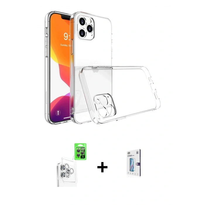 MARSİLYAN™- iPhone 16 Pro Kılıf Zirve Doku - Siyah Bilvis 0.18mm Plus Cam Ekran Koruyucu + Raze Metal Kamera Lens - BZ