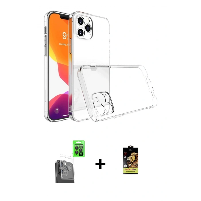 MARSİLYAN™- iPhone 16 Pro Kılıf Zirve Doku - Siyah Buffer Cam Ekran Koruyucu + Raze Metal Kamera Lens - SH