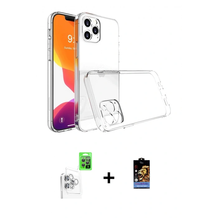 MARSİLYAN™- iPhone 16 Pro Kılıf Zirve Doku - Siyah Buffer Hayalet Cam Ekran Koruyucu + Raze Metal Kamera Lens - BZ