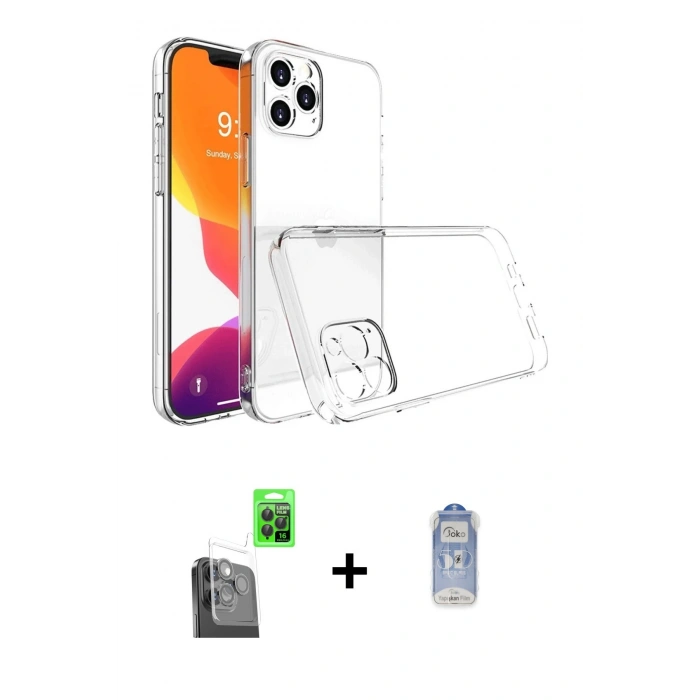 MARSİLYAN™- iPhone 16 Pro Kılıf Zirve Doku - Siyah Joko Magic 5D Cam + Raze Metal Kamera Lens - SH