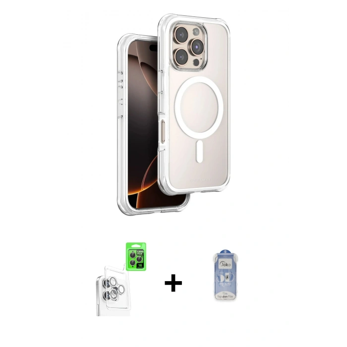 MARSİLYAN™- iPhone 16 Pro Kılıf Zirve Klasik Prime - Siyah Joko Magic 5D Cam + Raze Metal Kamera Lens - BZ
