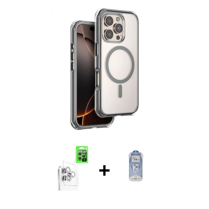 MARSİLYAN™- iPhone 16 Pro Kılıf Zirve Klasik Prime - Siyah Joko Magic 5D Cam + Raze Metal Kamera Lens - BZ