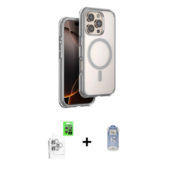 MARSİLYAN™- iPhone 16 Pro Kılıf Zirve Klasik Prime - Siyah Joko Magic 5D Cam + Raze Metal Kamera Lens - BZ