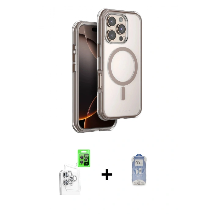 MARSİLYAN™- iPhone 16 Pro Kılıf Zirve Klasik Prime - Siyah Joko Magic 5D Cam + Raze Metal Kamera Lens - BZ
