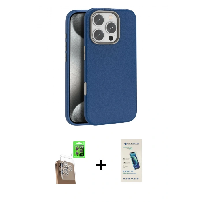 MARSİLYAN™- iPhone 16 Pro Kılıf Zirve Modern Prime - Şeffaf Pasifik Cam Ekran Koruyucu + Raze Metal Kamera Lens - CLTM