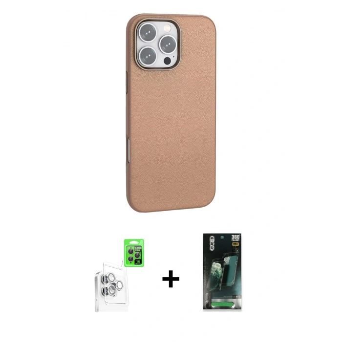 MARSİLYAN™- iPhone 16 Pro Kılıf Zirve Modern Prime - Siyah 360 Mat Full Body Arka Koruyucu + Raze Metal Kamera Lens - BZ