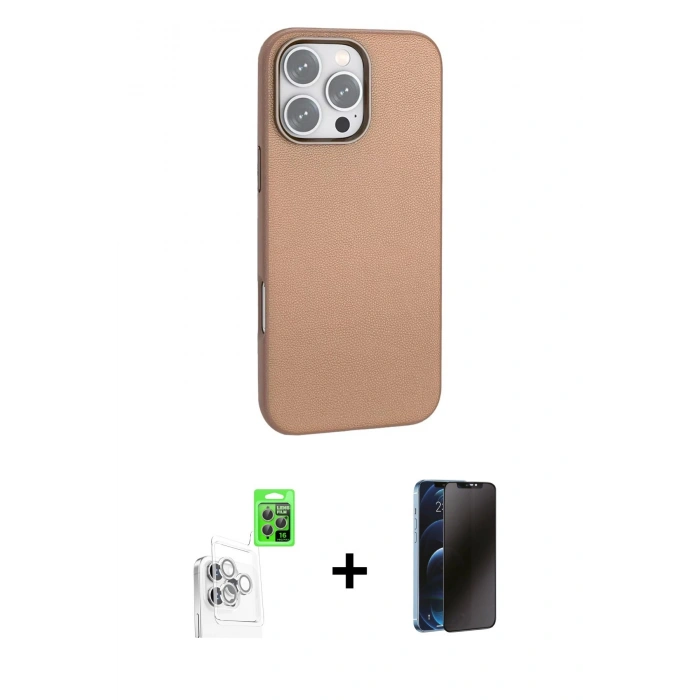 MARSİLYAN™- iPhone 16 Pro Kılıf Zirve Modern Prime - Siyah 3D Antistatik Hayalet Cam Ekran Koruyucu + Raze Metal Kamera Lens - BZ