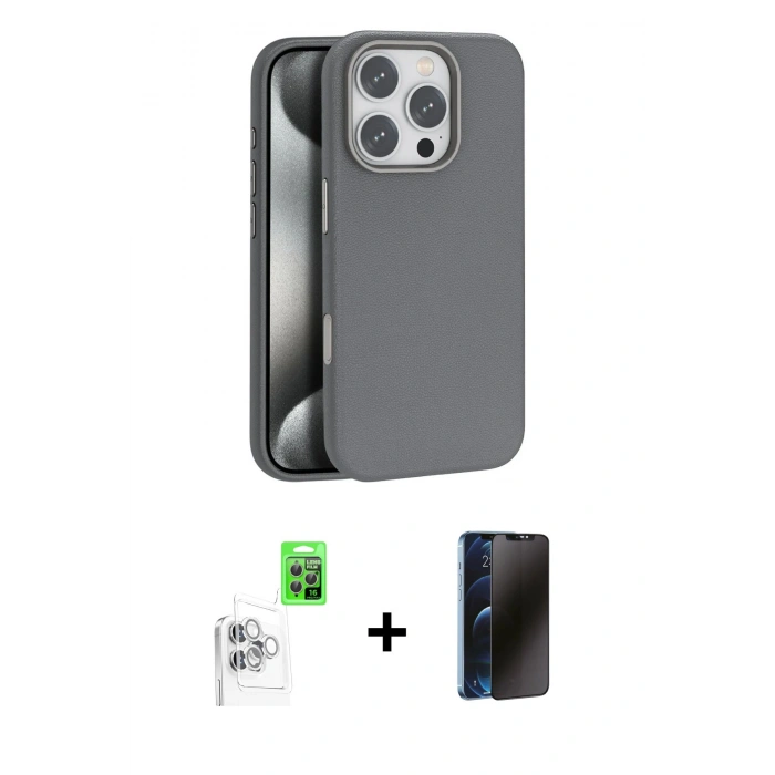 MARSİLYAN™- iPhone 16 Pro Kılıf Zirve Modern Prime - Siyah 3D Antistatik Hayalet Cam Ekran Koruyucu + Raze Metal Kamera Lens - BZ