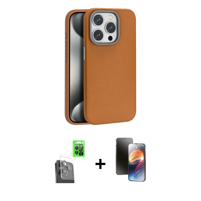 MARSİLYAN™- iPhone 16 Pro Kılıf Zirve Modern Prime - Siyah 3D Antistatik Mat Seramik Nano Ekran Koruyucu + Raze Metal Kamera Lens - SH