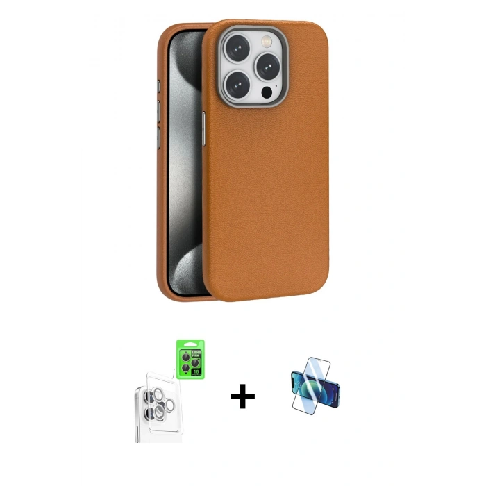 MARSİLYAN™- iPhone 16 Pro Kılıf Zirve Modern Prime - Siyah 3D Antistatik Seramik Nano Ekran Koruyucu + Raze Metal Kamera Lens - BZ