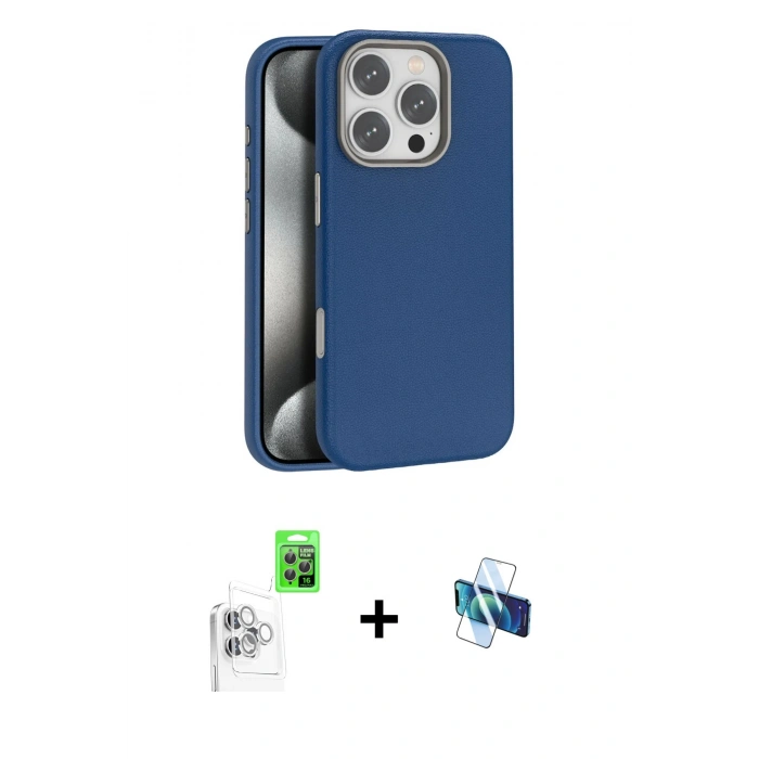 MARSİLYAN™- iPhone 16 Pro Kılıf Zirve Modern Prime - Siyah 3D Antistatik Seramik Nano Ekran Koruyucu + Raze Metal Kamera Lens - BZ