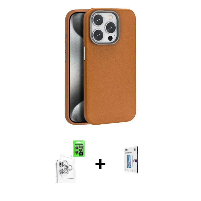 MARSİLYAN™- iPhone 16 Pro Kılıf Zirve Modern Prime - Siyah Bilvis 0.18mm Plus Cam Ekran Koruyucu + Beyaz Raze Metal Kamera Lens