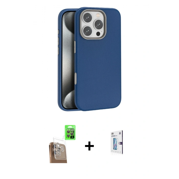 MARSİLYAN™- iPhone 16 Pro Kılıf Zirve Modern Prime - Siyah Bilvis 0.18mm Plus Cam Ekran Koruyucu + Raze Metal Kamera Lens - CLTM