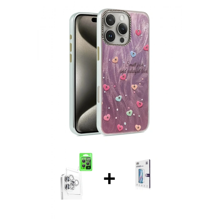 MARSİLYAN™- iPhone 16 Pro Kılıf Zirve Modern Prime - Siyah Bilvis 0.18mm Plus Cam Ekran Koruyucu + Raze Metal Kamera Lens - BZ