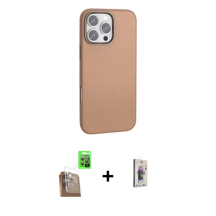 MARSİLYAN™- iPhone 16 Pro Kılıf Zirve Modern Prime - Siyah Bilvis 3D Cam Ekran Koruyucu + Raze Metal Kamera Lens - CLTM