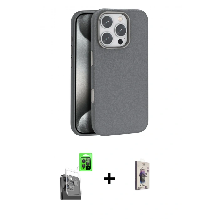 MARSİLYAN™- iPhone 16 Pro Kılıf Zirve Modern Prime - Siyah Bilvis 3D Cam Ekran Koruyucu + Raze Metal Kamera Lens - SH
