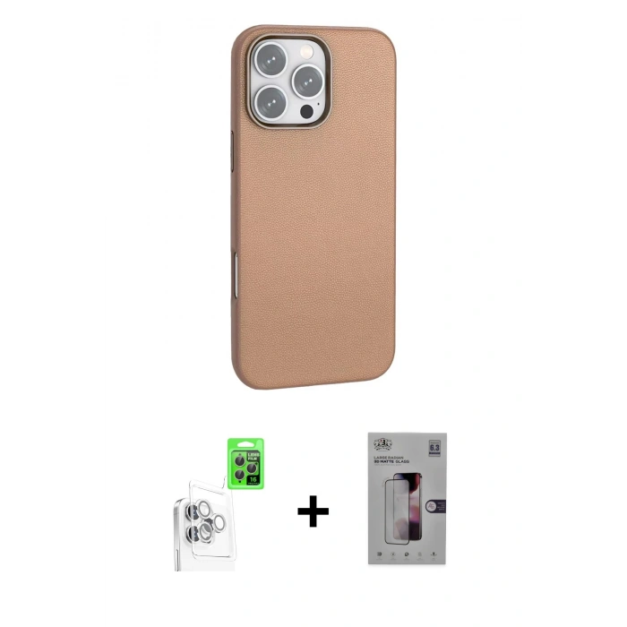 MARSİLYAN™- iPhone 16 Pro Kılıf Zirve Modern Prime - Siyah Bilvis 3D Mat Cam Ekran Koruyucu + Raze Metal Kamera Lens - BZ