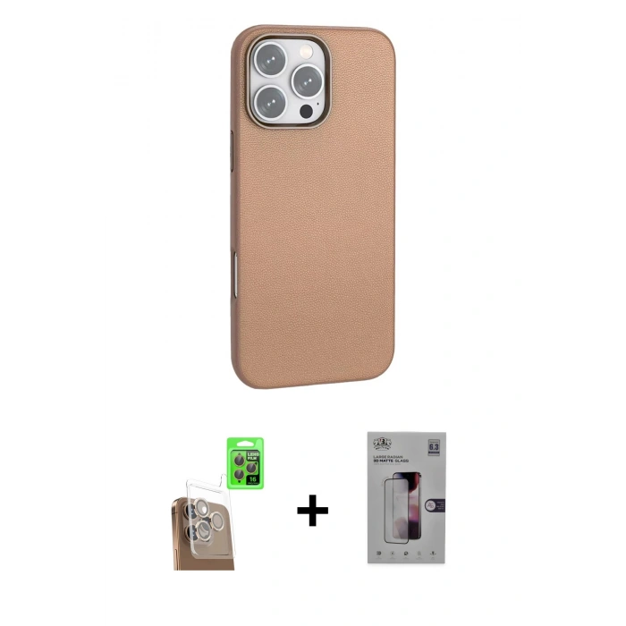 MARSİLYAN™- iPhone 16 Pro Kılıf Zirve Modern Prime - Siyah Bilvis 3D Mat Cam Ekran Koruyucu + Raze Metal Kamera Lens - CLTM