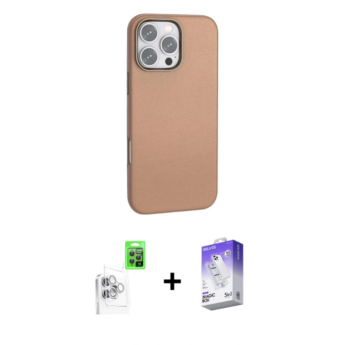 MARSİLYAN™- iPhone 16 Pro Kılıf Zirve Modern Prime - Siyah Bilvis 5in1 3D Magic Cam Ekran Koruyucu + Raze Metal Kamera Lens - BZ