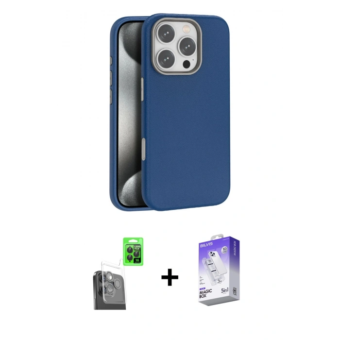 MARSİLYAN™- iPhone 16 Pro Kılıf Zirve Modern Prime - Siyah Bilvis 5in1 3D Magic Cam Ekran Koruyucu + Raze Metal Kamera Lens - SH