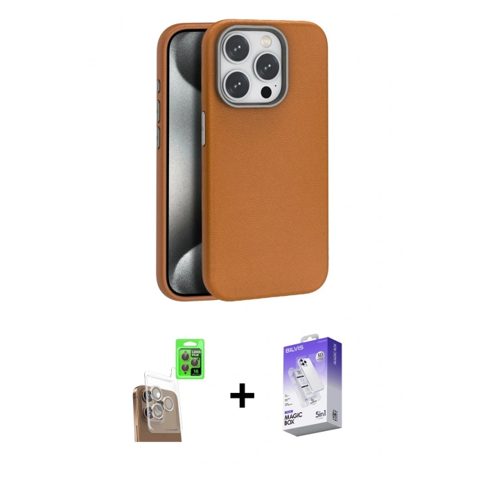 MARSİLYAN™- iPhone 16 Pro Kılıf Zirve Modern Prime - Siyah Bilvis 5in1 3D Magic Cam Ekran Koruyucu + Raze Metal Kamera Lens - CLTM