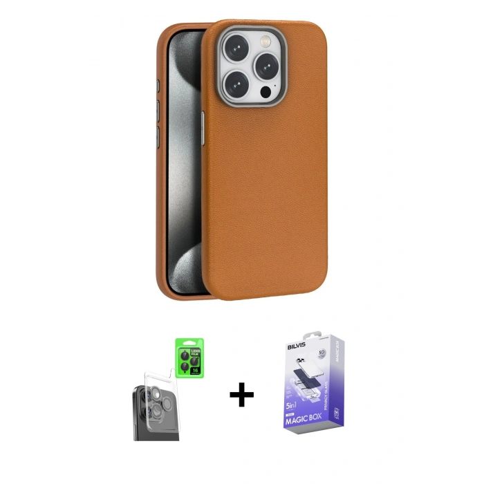 MARSİLYAN™- iPhone 16 Pro Kılıf Zirve Modern Prime - Siyah Bilvis 5in1 5D Magic Hayalet Cam Ekran Koruyucu + Raze Metal Kamera Lens - SH