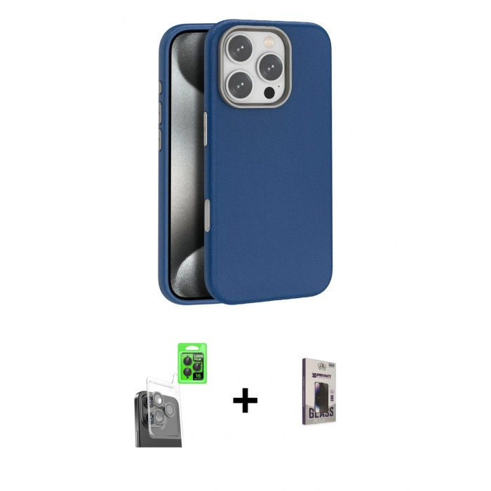 MARSİLYAN™- iPhone 16 Pro Kılıf Zirve Modern Prime - Siyah Bilvis Hayalet Cam Ekran Koruyucu + Raze Metal Kamera Lens - SH