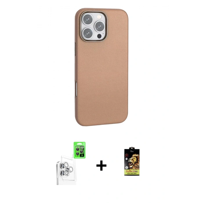 MARSİLYAN™- iPhone 16 Pro Kılıf Zirve Modern Prime - Siyah Buffer Cam Ekran Koruyucu + Raze Metal Kamera Lens - BZ