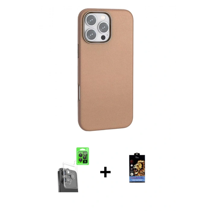 MARSİLYAN™- iPhone 16 Pro Kılıf Zirve Modern Prime - Siyah Buffer Hayalet Cam Ekran Koruyucu + Raze Metal Kamera Lens - SH