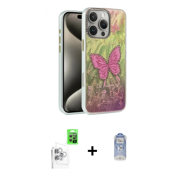 MARSİLYAN™- iPhone 16 Pro Kılıf Zirve Modern Prime - Siyah Joko Magic 5D Cam + Raze Metal Kamera Lens - BZ