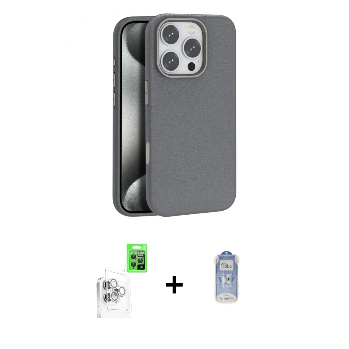 MARSİLYAN™- iPhone 16 Pro Kılıf Zirve Modern Prime - Siyah Joko Magic 5D Cam + Raze Metal Kamera Lens - BZ