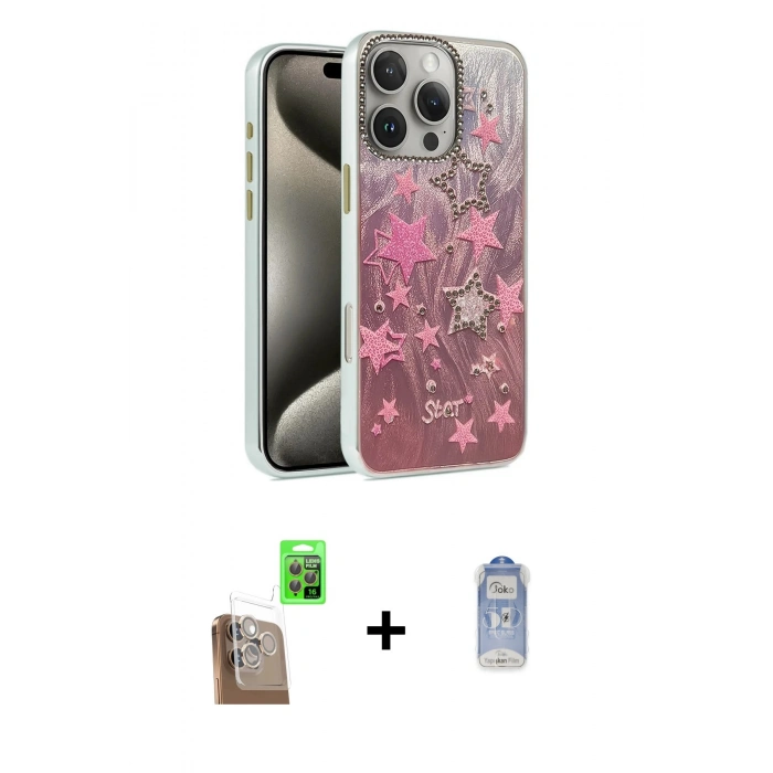 MARSİLYAN™- iPhone 16 Pro Kılıf Zirve Modern Prime - Siyah Joko Magic 5D Cam + Raze Metal Kamera Lens - CLTM