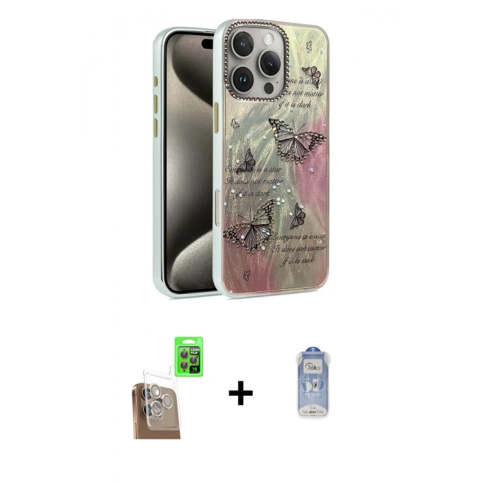MARSİLYAN™- iPhone 16 Pro Kılıf Zirve Modern Prime - Siyah Joko Magic 5D Cam + Raze Metal Kamera Lens - CLTM