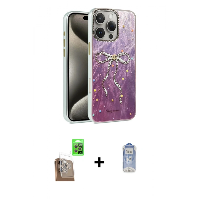 MARSİLYAN™- iPhone 16 Pro Kılıf Zirve Modern Prime - Siyah Joko Magic 5D Cam + Raze Metal Kamera Lens - CLTM