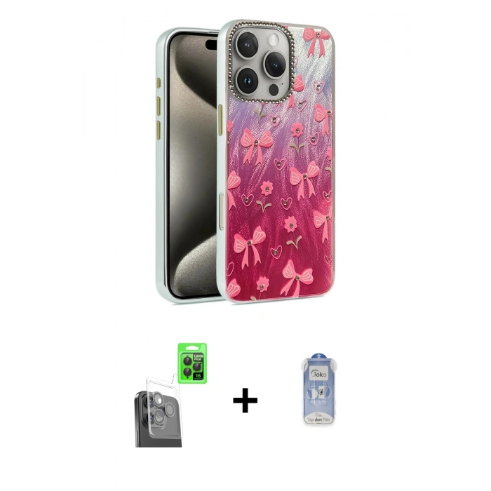 MARSİLYAN™- iPhone 16 Pro Kılıf Zirve Modern Prime - Siyah Joko Magic 5D Cam + Raze Metal Kamera Lens - SH