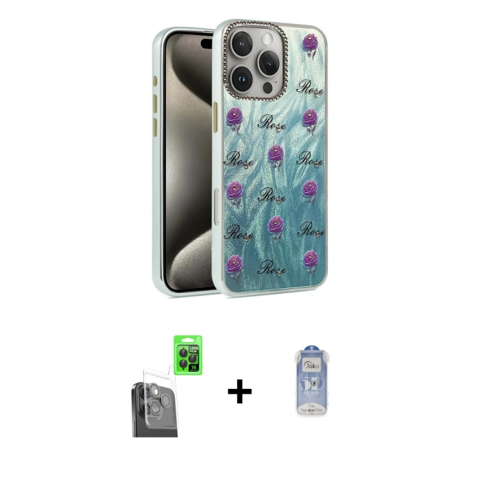 MARSİLYAN™- iPhone 16 Pro Kılıf Zirve Modern Prime - Siyah Joko Magic 5D Cam + Raze Metal Kamera Lens - SH