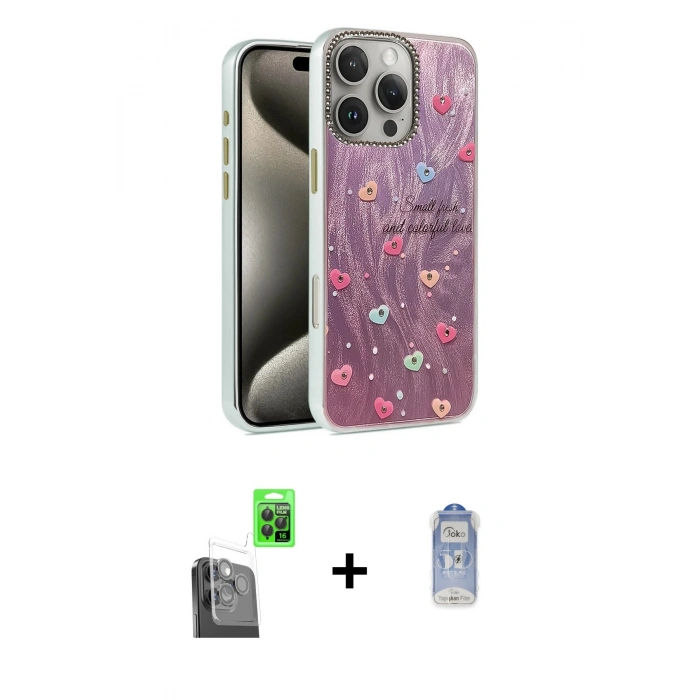 MARSİLYAN™- iPhone 16 Pro Kılıf Zirve Modern Prime - Siyah Joko Magic 5D Cam + Raze Metal Kamera Lens - SH