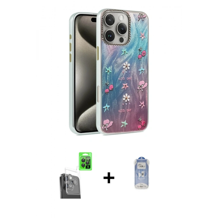 MARSİLYAN™- iPhone 16 Pro Kılıf Zirve Modern Prime - Siyah Joko Magic 5D Cam + Raze Metal Kamera Lens - SH