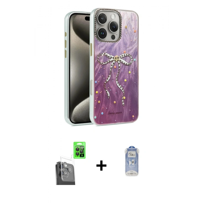 MARSİLYAN™- iPhone 16 Pro Kılıf Zirve Modern Prime - Siyah Joko Magic 5D Cam + Raze Metal Kamera Lens - SH