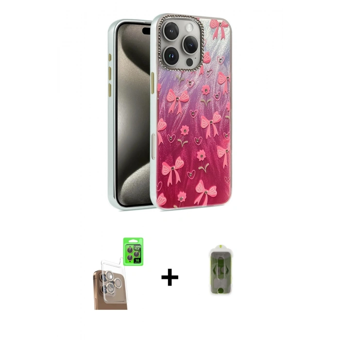 MARSİLYAN™- iPhone 16 Pro Kılıf Zirve Modern Prime - Siyah Joko Magic 5D Hayalet Cam + Raze Metal Kamera Lens - CLTM