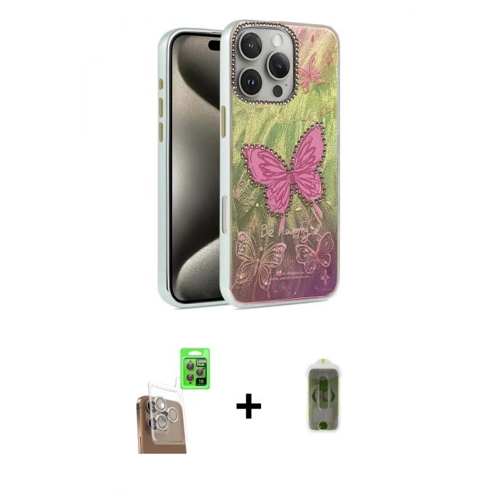 MARSİLYAN™- iPhone 16 Pro Kılıf Zirve Modern Prime - Siyah Joko Magic 5D Hayalet Cam + Raze Metal Kamera Lens - CLTM