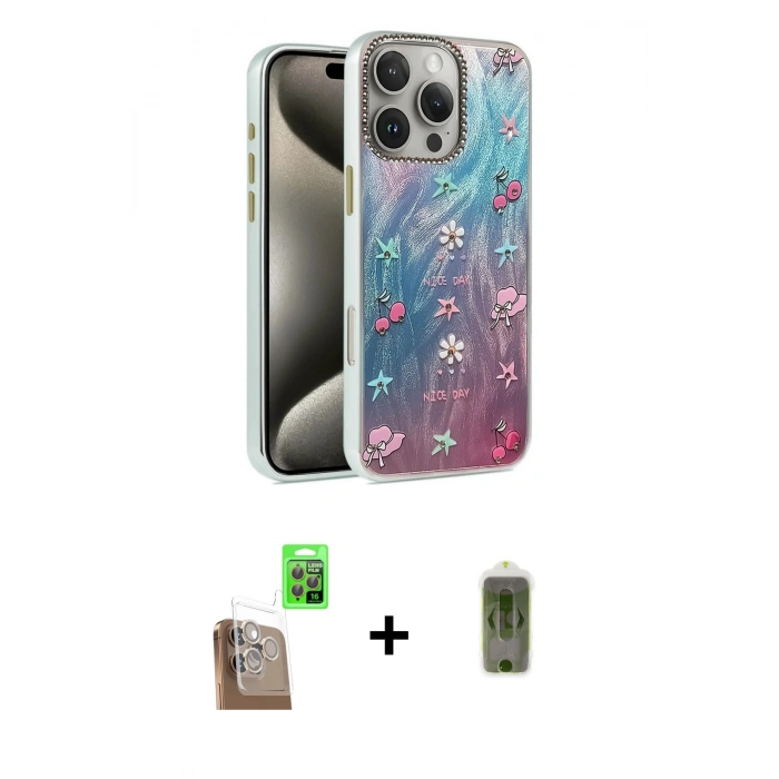 MARSİLYAN™- iPhone 16 Pro Kılıf Zirve Modern Prime - Siyah Joko Magic 5D Hayalet Cam + Raze Metal Kamera Lens - CLTM