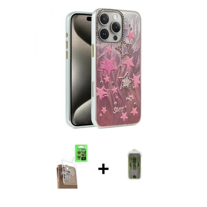 MARSİLYAN™- iPhone 16 Pro Kılıf Zirve Modern Prime - Siyah Joko Magic 5D Hayalet Cam + Raze Metal Kamera Lens - CLTM