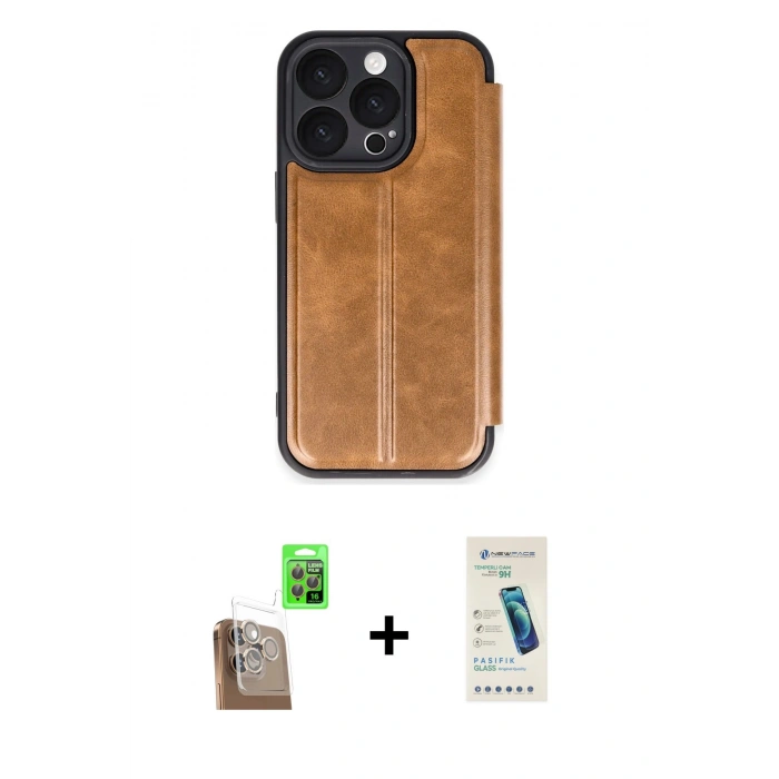 MARSİLYAN™- iPhone 16 Pro Kılıf Zirve Yansıma Serisi - Şeffaf Pasifik Cam Ekran Koruyucu + Raze Metal Kamera Lens - CLTM